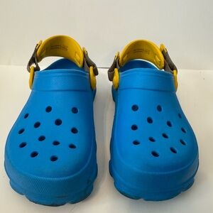 CROCS Classic All Terrain Kids Blue w Yellow Stripes Clogs Size 4